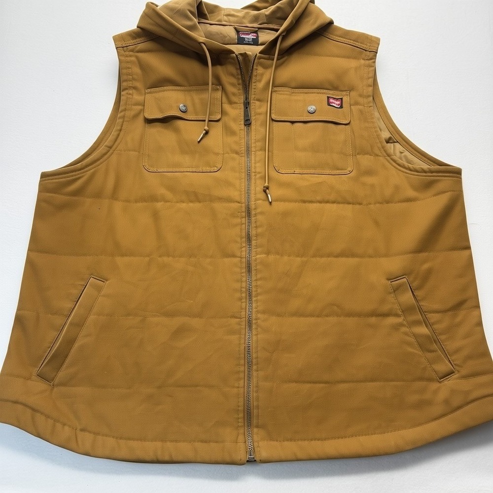 Wrangler Vest Mens 3XL Brown‎ Workwear Hooded Canvas Quilted Insulated